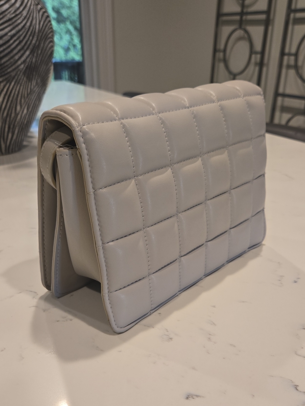H&M Quilted Leather Crossbody Bag in Light Gray